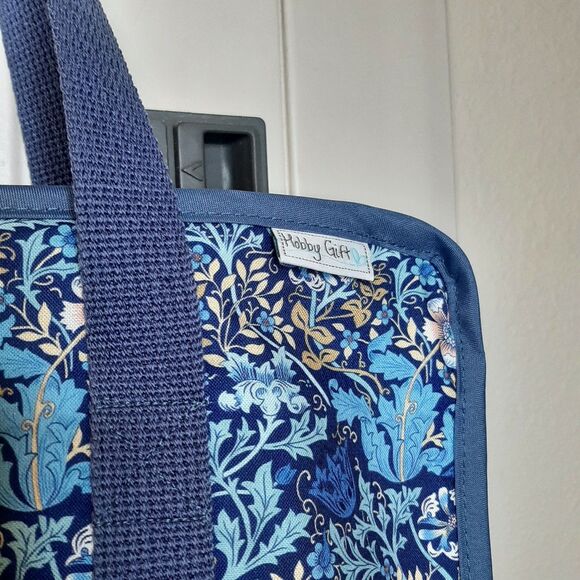 Hobby Gift Craft Bag Blue Floral Zippered With Inserts For Craft Projects & Tool - Picture 6 of 11